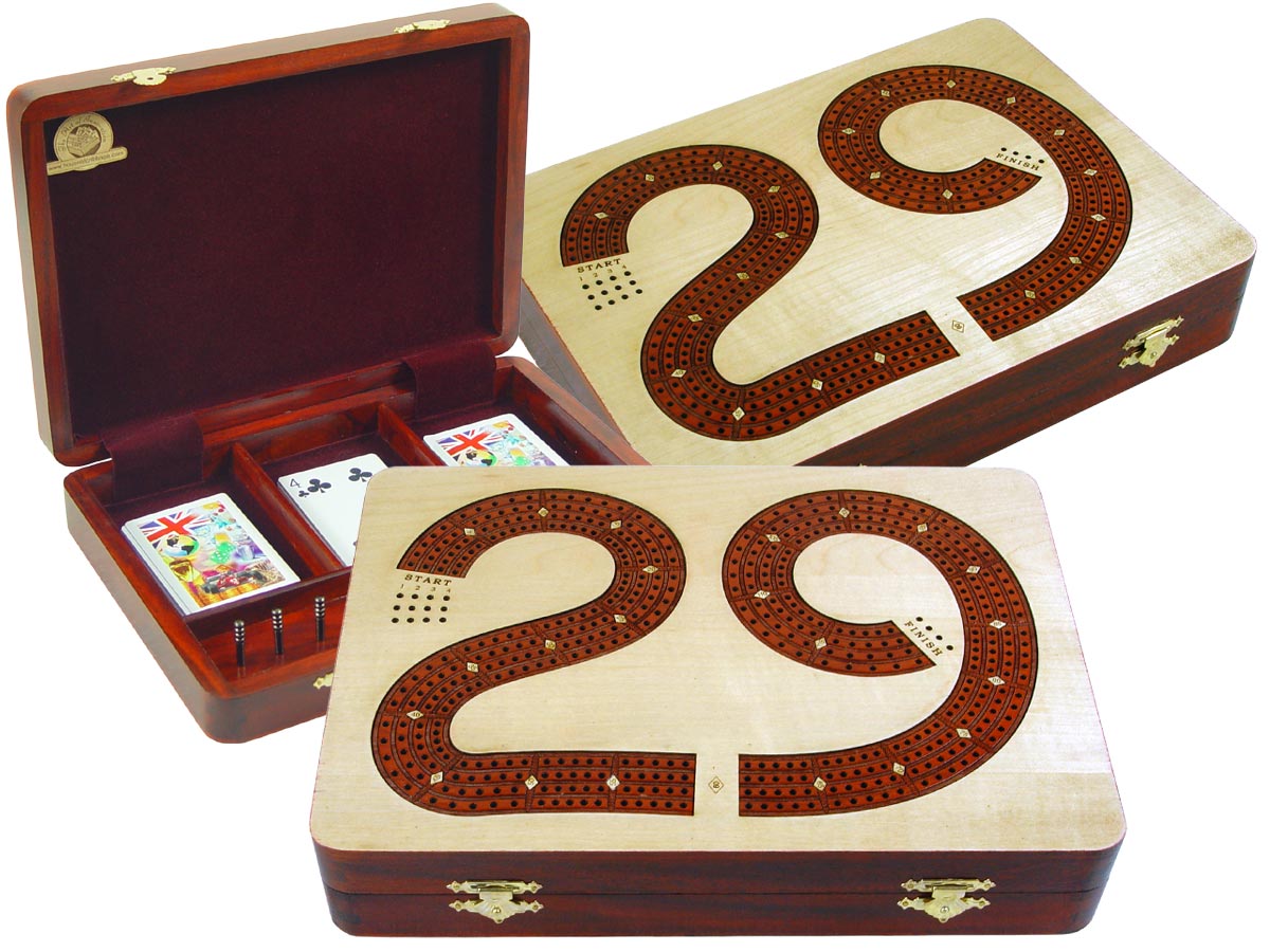 House of Cribbage - Continuous Cribbage Board / Box Inlaid in